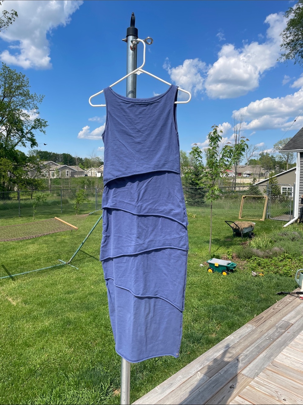 neon buddha Sleeveless Layered Midi Dress in Periwinkle Blue